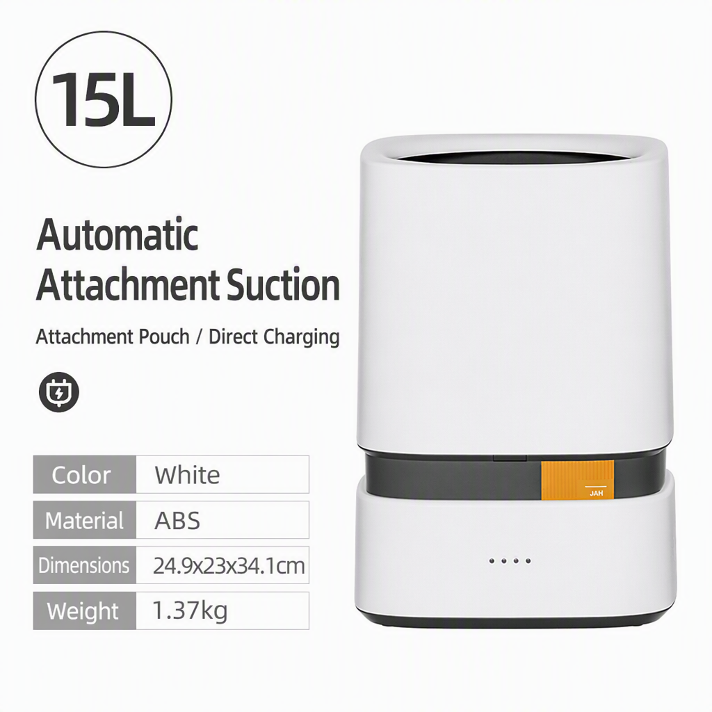 15l white square trash can-direct charging-automatic bag