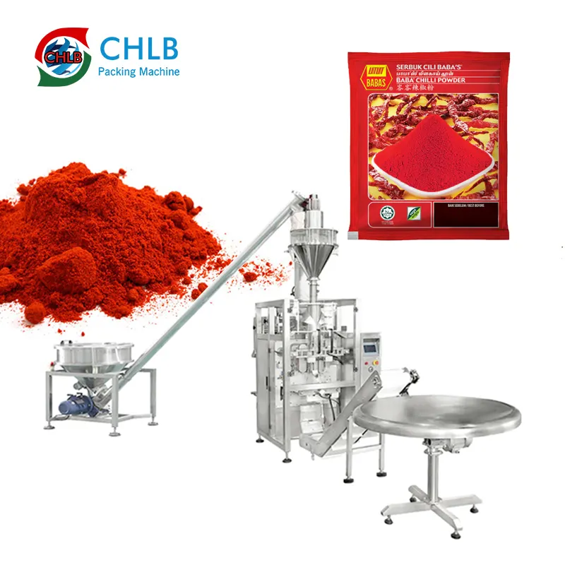 Fully automatic weighing sealing bag prills paprika seasoning pip salt spices powder pouch packaging machine