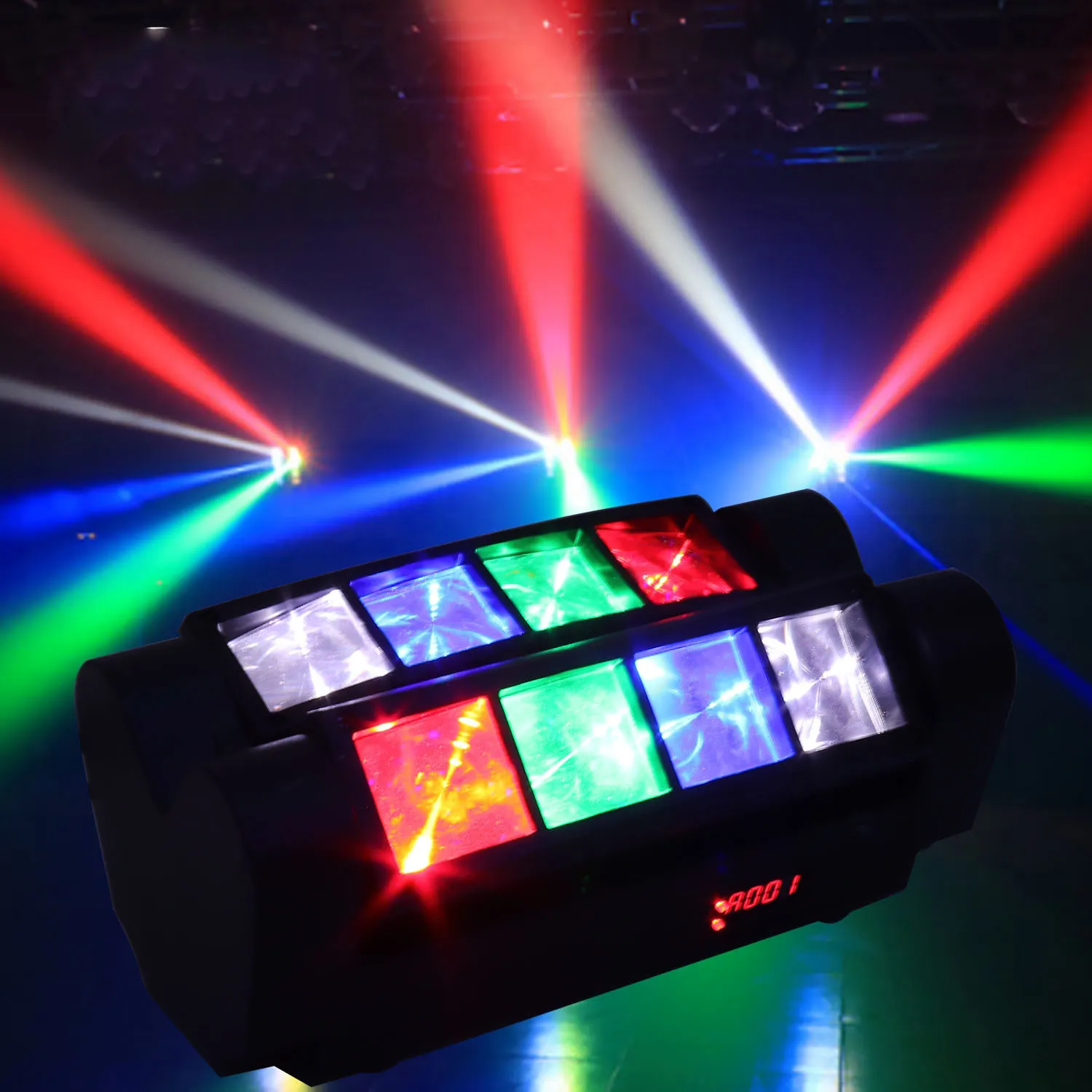 8 Led Spider Spotlight Beam Moving Head Stage Lamp Rgbw Dj Disco Bar Party Lights Sound Activated Dmx 512 Control Club Lights