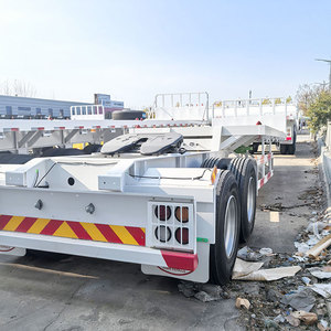 Novo 40ft Tri-Eixos Flatbed <span class=keywords><strong>Container</strong></span> Trailer 40ft Semi Reboque Caminhão com Material De Aço Preço