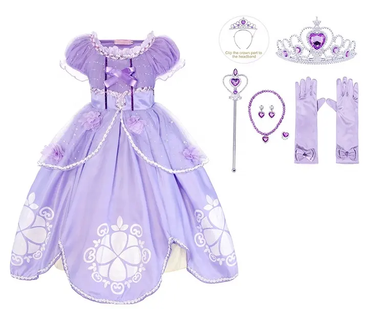 Детские платья принцессы Софии, костюм для косплея с цветами для девочек, роскошный наряд для детского дня рождения, платье для выпускного вечера