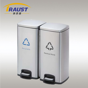 Traust 60L SUS interno Pedal Lixo Pode 2 compartimentos duplos Receptáculo Lixo Lixo Lixo Triagem Reciclagem <span class=keywords><strong>Bin</strong></span>