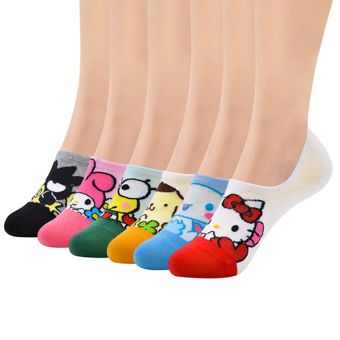 Fast dispatch Wholesale Anime Meias Chaussettes Cartoon KT cat No Slip Invisible Socks Women Low cut Sock