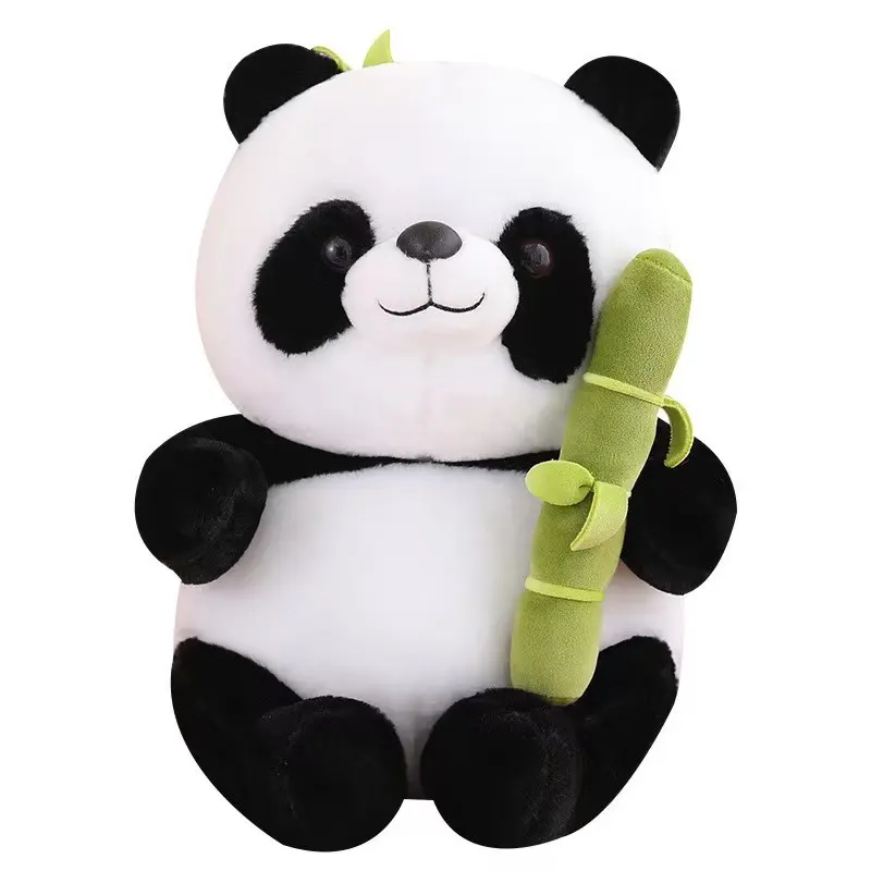 Tubo de bambú Panda bebé peluche simulación Panda sosteniendo bambú muñeca regalo lindo niños peluche muñeca