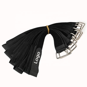 可调钩环带紧固件胶带可定制钩环尼龙扎带，带金属扣 - Product Image 1
