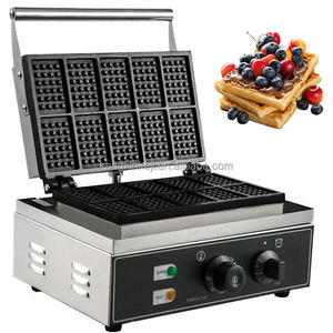 商用电动带温度和时间控制110V 220V 10pcs不粘方形比利时华夫饼机 - Product Image 1