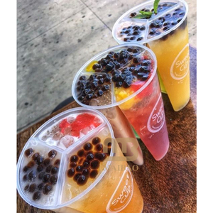 500ml 700ml pp Twins Split Plastic <strong>Cup</strong> Boba Tea Bubble Tea Double Shared <strong>2</strong> Compartment Juice <strong>Cup</strong> With Lid Custom Logo Print - Product Image 6