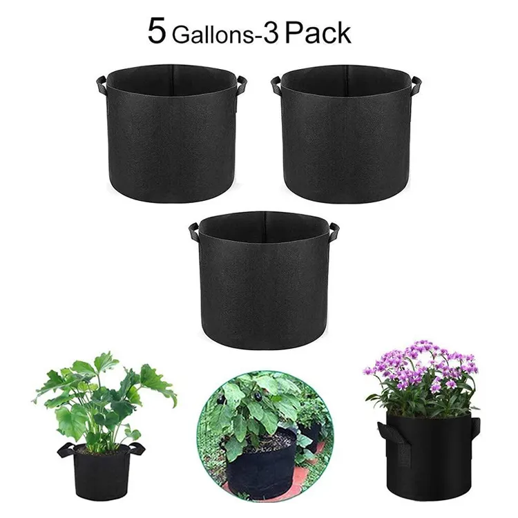 La pianta del feltro del vaso di giardinaggio del fiore del materiale ecologico di vendita caldo coltiva le borse 5 galloni