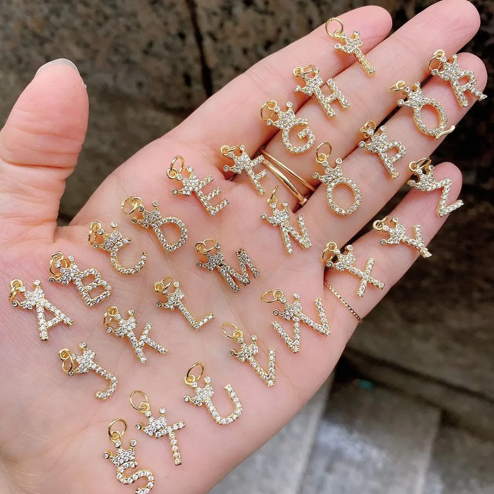 Plaqué or Collections initiales lettre breloque pour collier Bracelet A à Z Alphabet pendentif en acier inoxydable pour la fabrication de bijoux