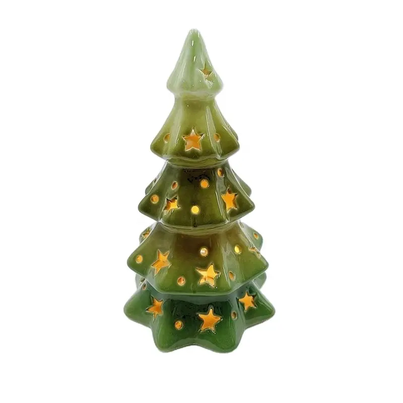 Decoraciones para árboles de Navidad de Estrella Blanca Adornos de cerámica de temporada en casa Formas de Ángel Porcelana con calcomanía de diseño iluminado