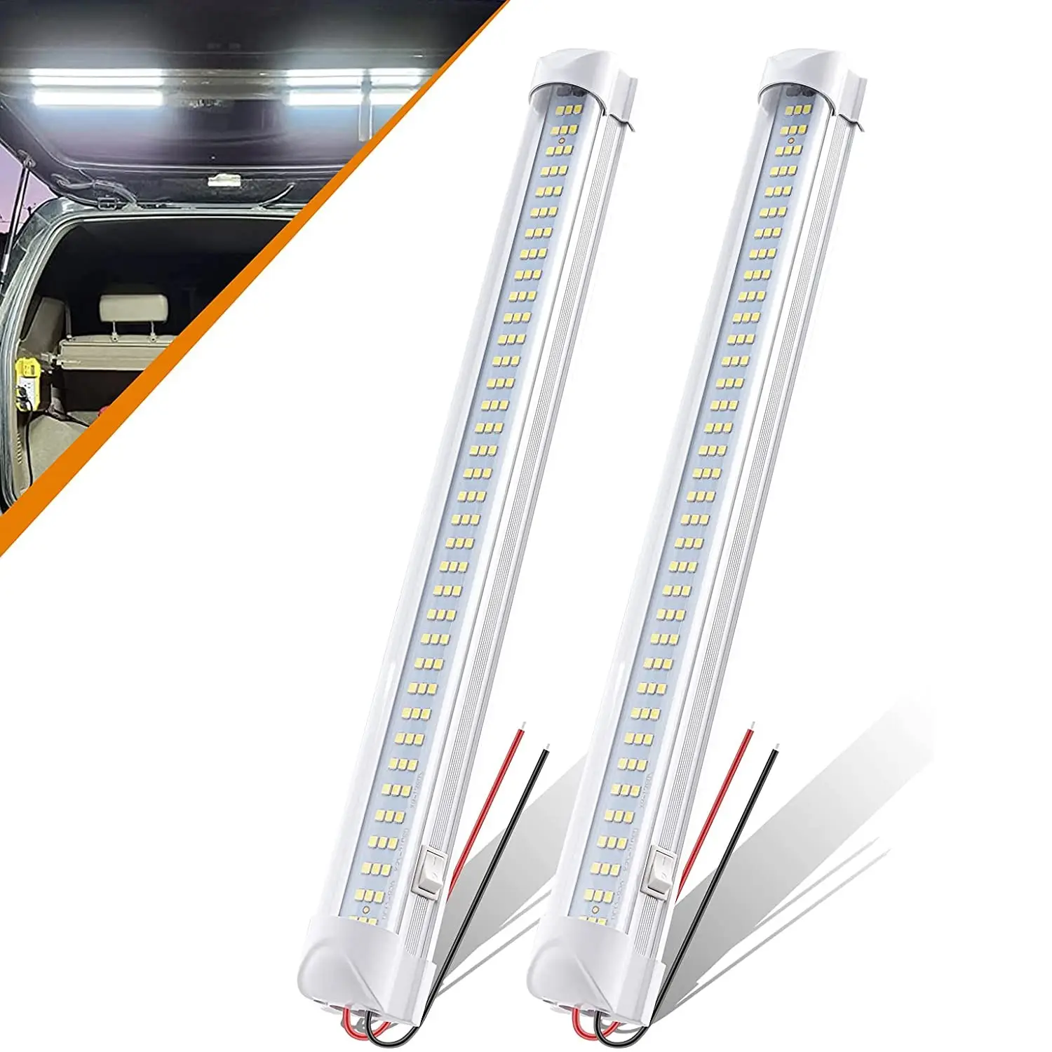 Lampu Strip Led 12V/24V 13 Inci, Lampu Strip Led Bar Lampu Interior dengan Saklar ON/Off 108 Lampu Strip LED