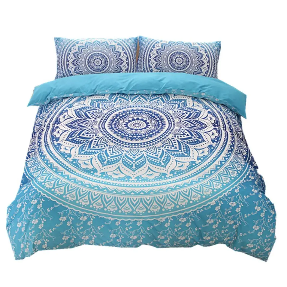 Conjunto de edredor de cama egípcio, impressão ativa de secagem rápida, mandala, hippie, gypsy, 100% poliéster, cama, colcha, capa de edredon