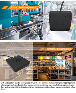 UHF-RFID-Desktop-Lesegerät mit großer Reichweite 860-960MHz Frequenzkarten-Etiketten leser mit NFC-USB-Kommunikation schnitts telle Kunststoff material