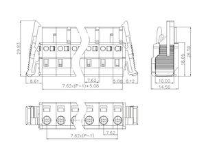 Bloques de terminales de resorte de la serie MCS, bloque de terminales eléctrico enchufable, Conector de bloque de terminales de paso de 7,62mm MCS - Product Image 2