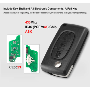 Uzaktan anahtar kabuk 3 düğmeler 433MHz peuchip çip Peuot için araba anahtarları 207 208 307 308 407 807 Citroen C2 C3 C4 C5 C6 C8 Xsara - Product Image 6