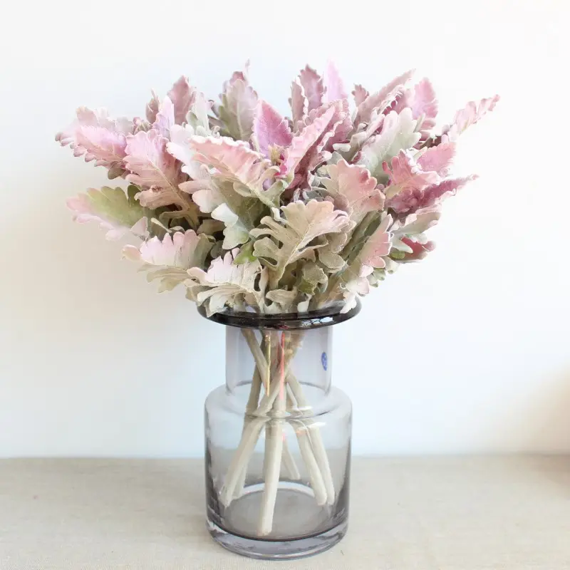 Schlussverkauf samt simulierte grüne Bepflanzung künstliches Chrysanthemum-Blatt für Tisch Hochzeit Heimdekoration