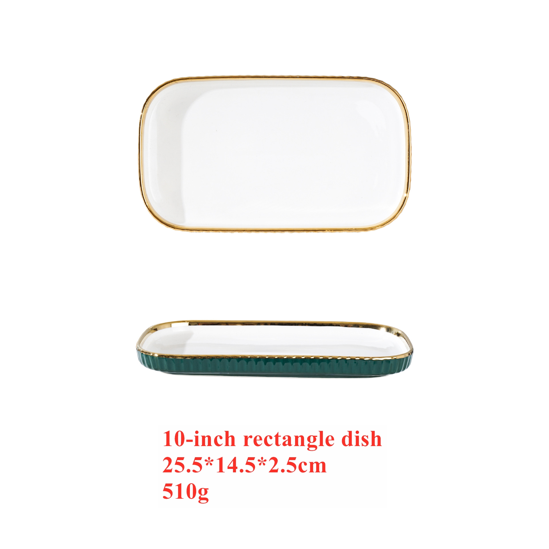 green 10-inch rectangular dish