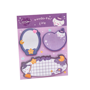 Combinación de dibujos animados de notas adhesivas para estudiantes, suministros de oficina atractivos, pegatina para notas, Bloc de notas, lindo mensaje, nota para dejar mensajes - Product Image 5