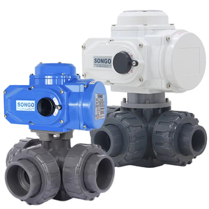 电动执行器DN20 3/4英寸220V AC真接头与开关型电动PVC 3路球阀 - Product Image 1