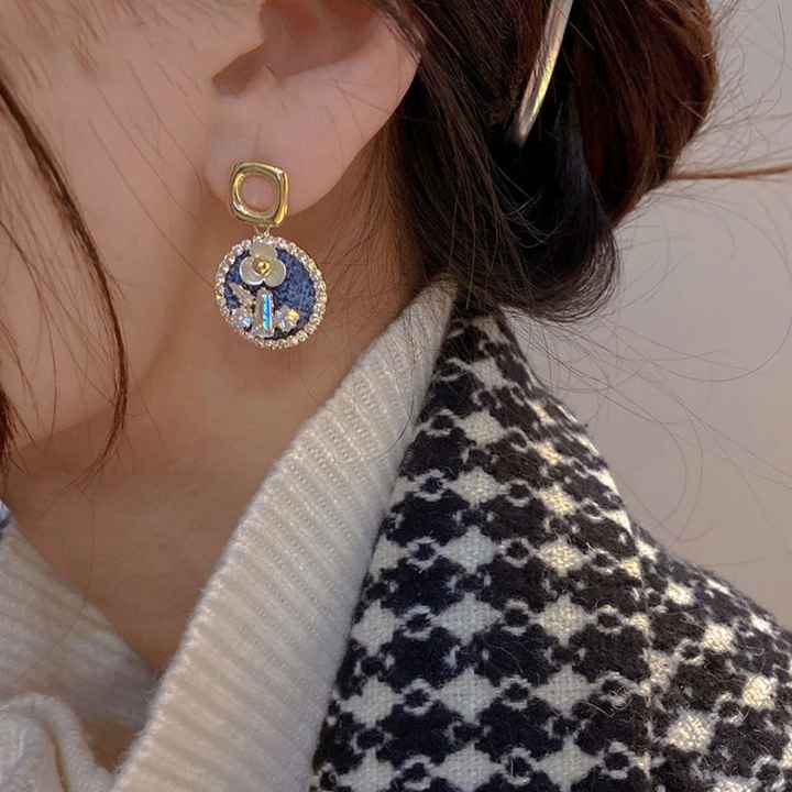 Custom ODM OEM Design High-end Silver Needle Sparkling 4 Pair Water Pattern Hanging Oval Premium Stud Earrings for Woman