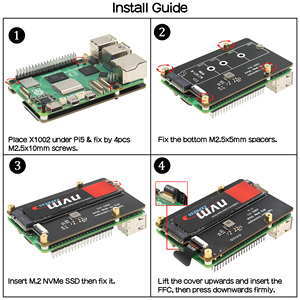 ДСП Geekworm X1002 Pcie M.2 Nvme Ssd плата для Raspberry Pi 5 совместим с M.2 NVMe SSDs быстрая передача данных - Product Image 6