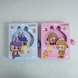 Labubu Página en color con bloqueo Cuaderno de dibujos animados A6 Cuaderno portátil Bloc de notas diario Oficina Estudiante Papelería al por mayor - Product Image 3