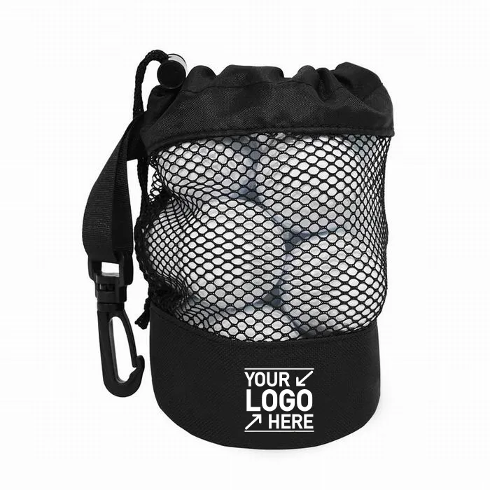 Borsa a rete con pallina da Golf con Logo all'ingrosso/su misura e sfera in poliestere Borsa a rete in Nylon borsa con coulisse per palline da Golf