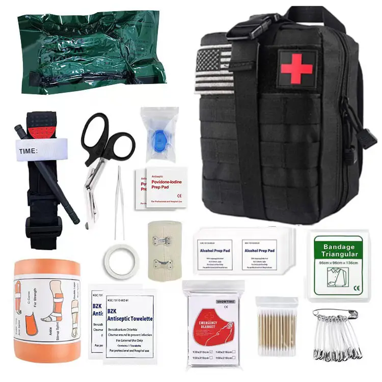Kit de survie d'urgence chaud, Kit de premiers secours, équipement de survie professionnel avec pochette pour Camping aventure en plein air 142 pièces