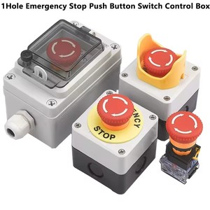 Arresto di emergenza interruttore a pulsante scatola di controllo ascensore con coperchio di protezione custodia impermeabile da 22mm montato - Product Image 1