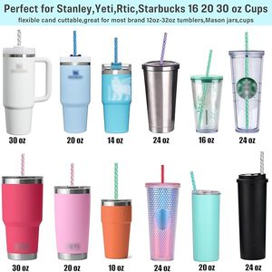 Tái Sử Dụng Rõ Ràng Swirl Ống Hút, 11 "Dài Đầy Màu Sắc Cứng Nhựa Tumbler Thay Thế Ống Hút Cho Stanley, Yeti, <span class=keywords><strong>Starbucks</strong></span>, Owala - Product Image 6
