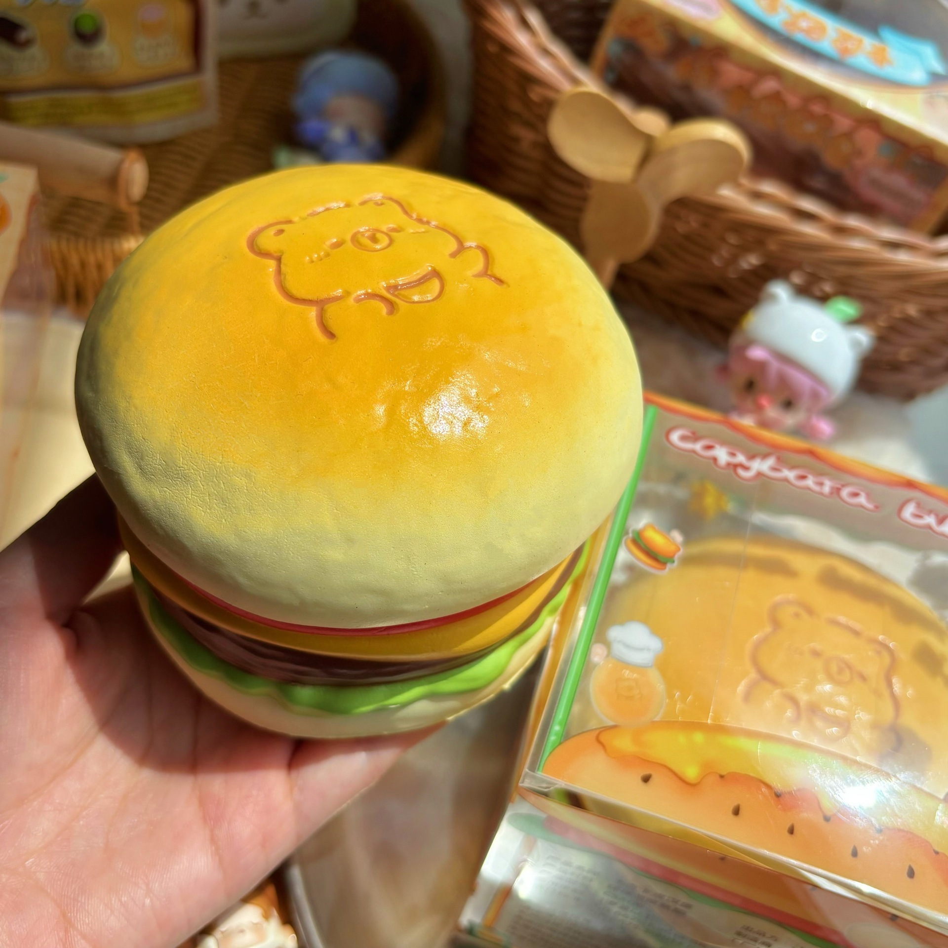 Wooden capybara burger