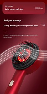 Vibration Massage Heating 3 <strong>in</strong> <strong>1</strong> Multi Functional <strong>Red</strong> Light Portable Hair Oil Applicator Electric Head Scalp Massage Comb Brush - Product Image 3