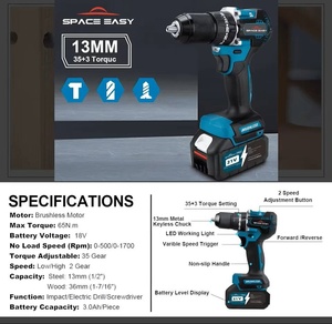 Nuovi arrivi Kit di utensili per la casa multifunzione per l'artigianato meccanico trapano elettrico senza fili Kit Set di - Product Image 2