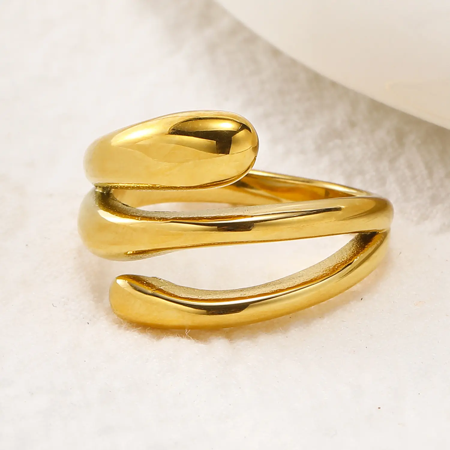 Anello placcato in oro 18k impermeabile in acciaio inossidabile a più strati linea minimalista gioiello senza appannamento anello geometrico da donna