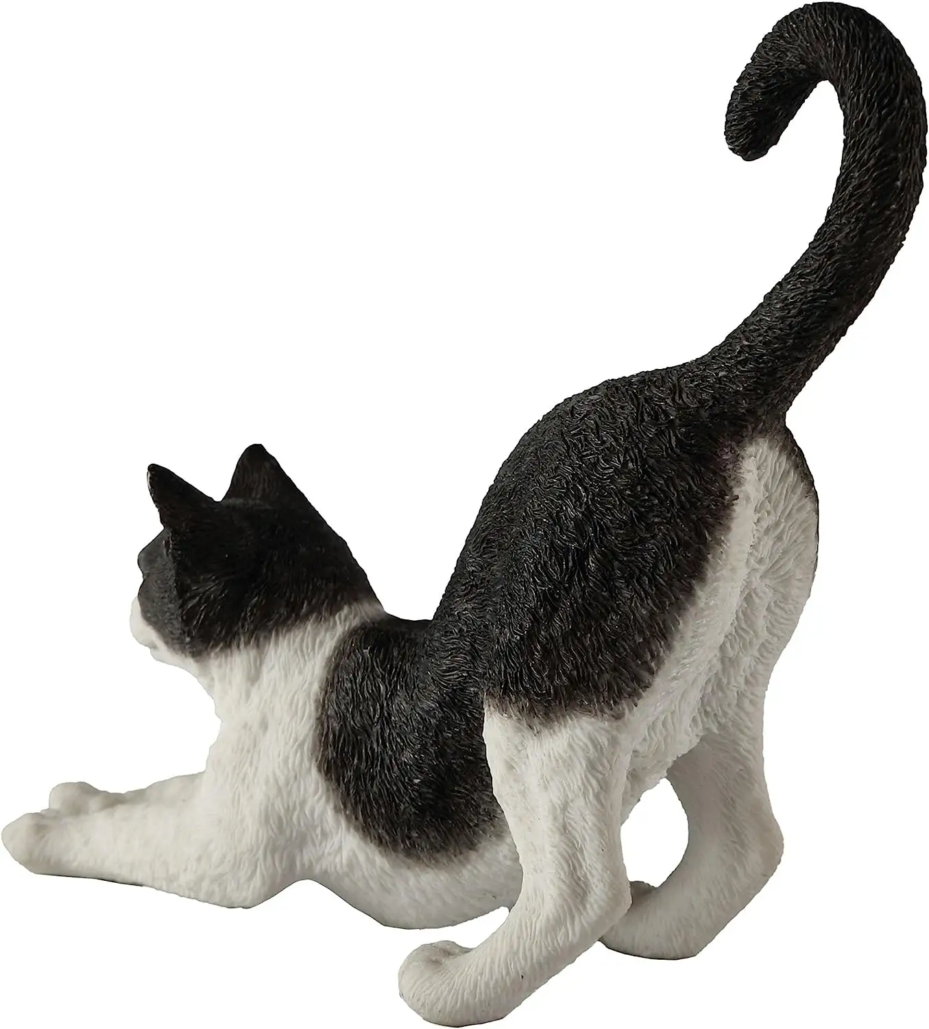 รูปปั้นแมวเรซินสีดำสีขาว8นิ้วทำมือระบายสีรูปปั้นสัตว์ทำจากเรซิน