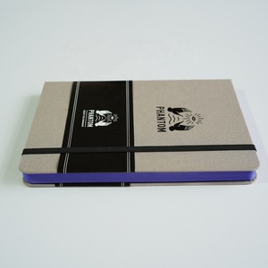 Personalizzare copertina in lino grigio chiaro A5 copertina rigida 100GSM carta avorio pagina tratteggiata taccuino di carta con bordo di colore blu - Product Image 3