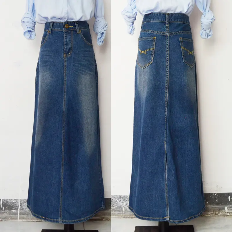 GZY Hot! Wholesale fashion denim women muslim long skirt