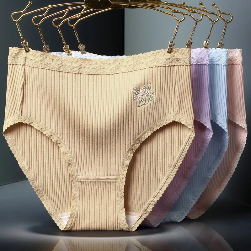 Grand dessous de coton pur pour femmes, sous-vêtements pour femmes, Lingerie Sexy en bambou, couleur unie