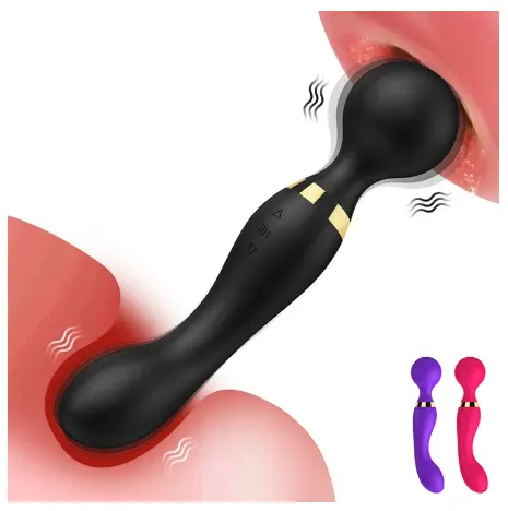Vibromasseur gode pour stimulation du point G, 8 vitesses de vibration, jouets sexuels pour adultes, baguette de massage AV solide en silicone souple pour femme, double extrémité