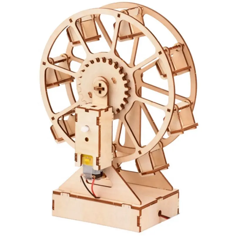 Lot de jouets en bois faits maison pour enfants, huit fauteuil à grande roue, pour étudiants scientifique, Transmission mécanique, gravure Laser