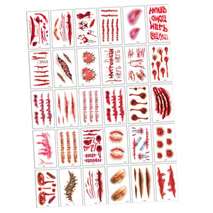 30 قطعة من ملصق التاتو, 30 قطعة من ملصق التاتو مضاد للماء لجروح الرعب واقعي في الدم - Product Image 1