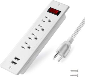 รางปลั๊กไฟมี4ช่องเสียบ AC และ2พอร์ต USB ช่องเสียบไฟตั้งโต๊ะแบบฝังแน่นได้รับการจัดอันดับ125V - Product Image 1