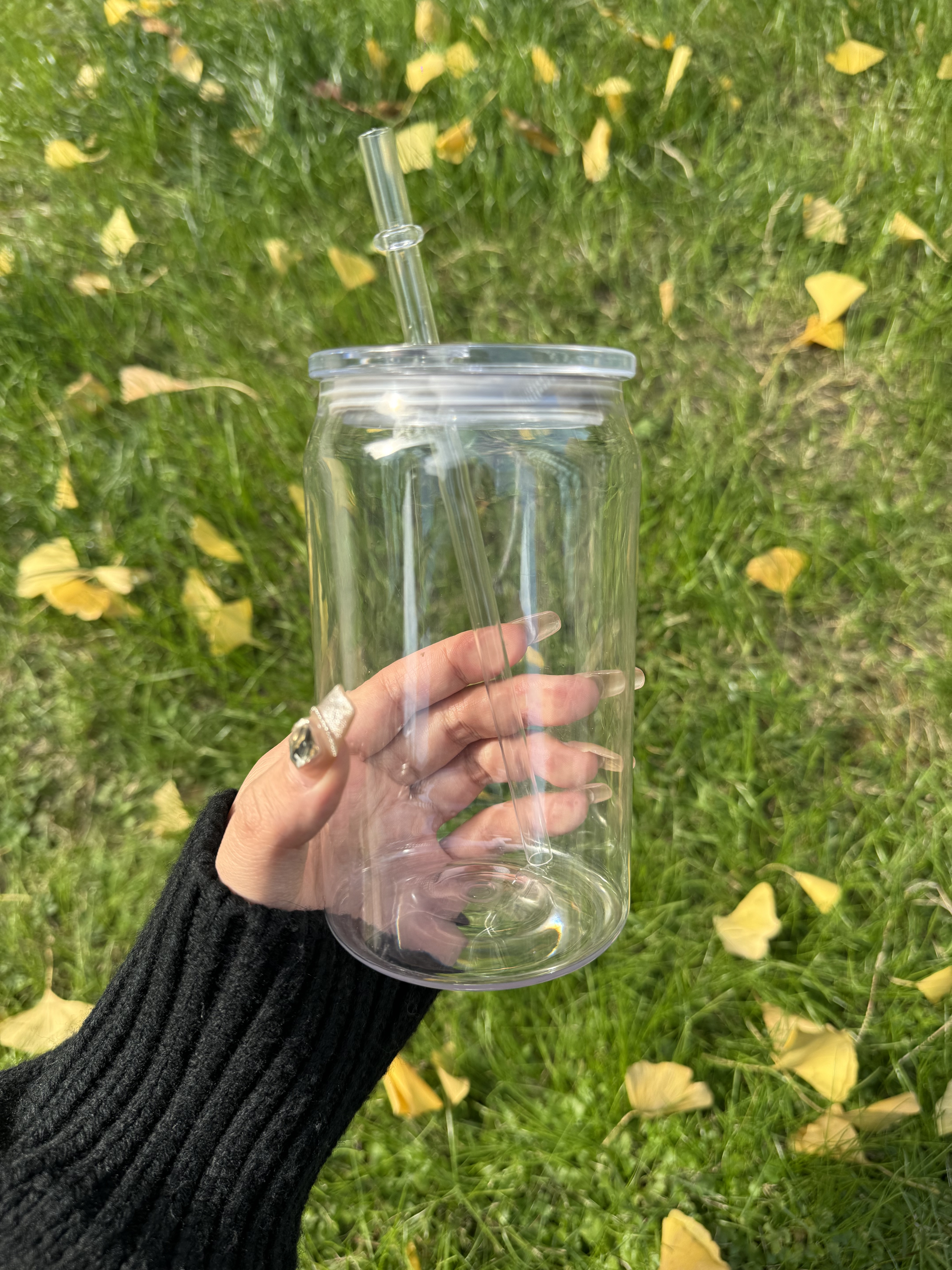 16oz clear plastic can with plastic lid Libby style