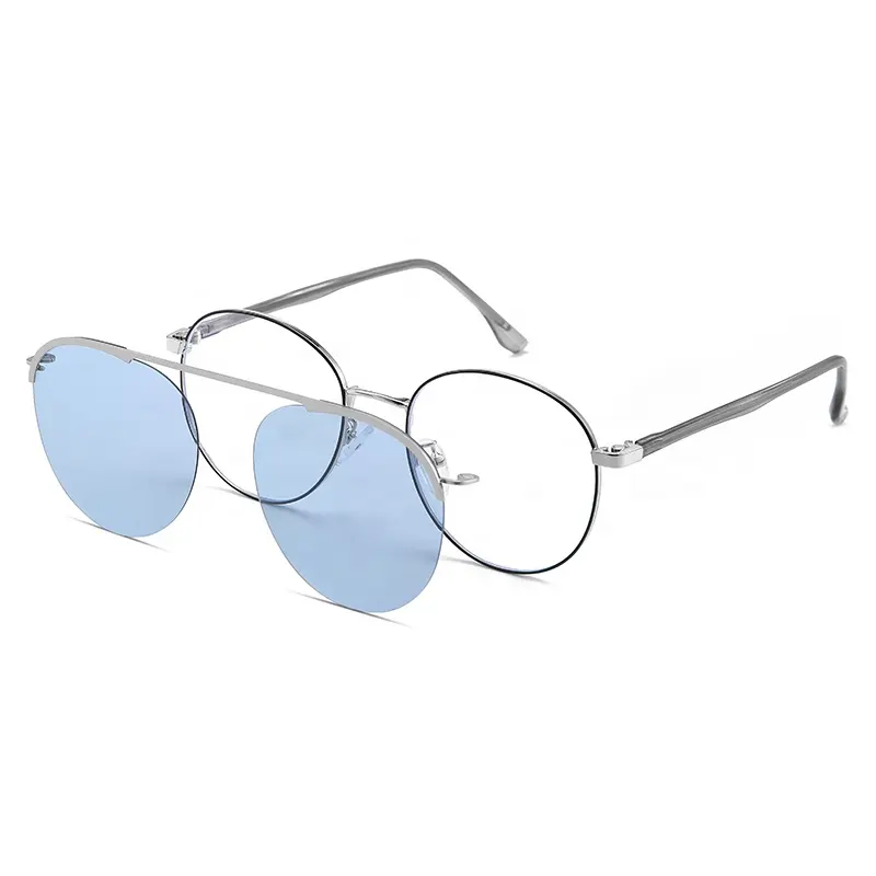 하이 퀄리티 패션 안경 도매 남성 여성 가벼운 금속 티타늄 광학 프레임 눈 안경에 자기 클립