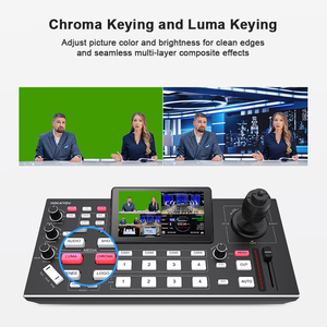 <strong>HDMI</strong> <strong>Input</strong> Video Mixer <strong>Switch</strong> Live Streaming PTZ Camera Joystick Control 4 Channels Broadcasting PTZ and Image Control Keyboard - Product Image 2