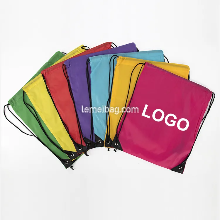 Commercio all'ingrosso personalizzato promozionale poliestere Nylon coulisse 30cm negozio e zaino Draw String Bags