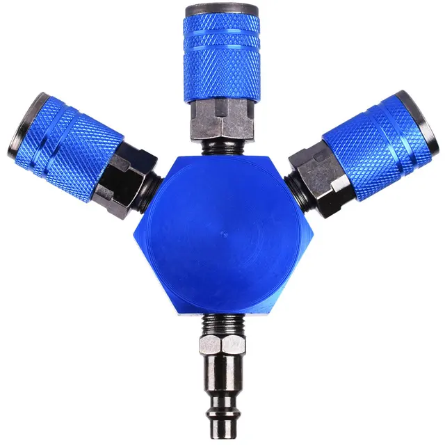 Özelleştirilmiş 3 yollu düz Hex Manifold 1/4 "Npt hava konnektörü hava hortum bağlantısı