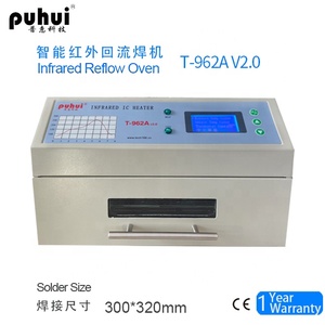 Puhui Reflow Oven T-962A V2.0 1500w Mini Desktop Reflow Oven 300*320mm <strong>Infrared</strong> <strong>BGA</strong> SMD SMT <strong>Rework</strong> <strong>Station</strong>