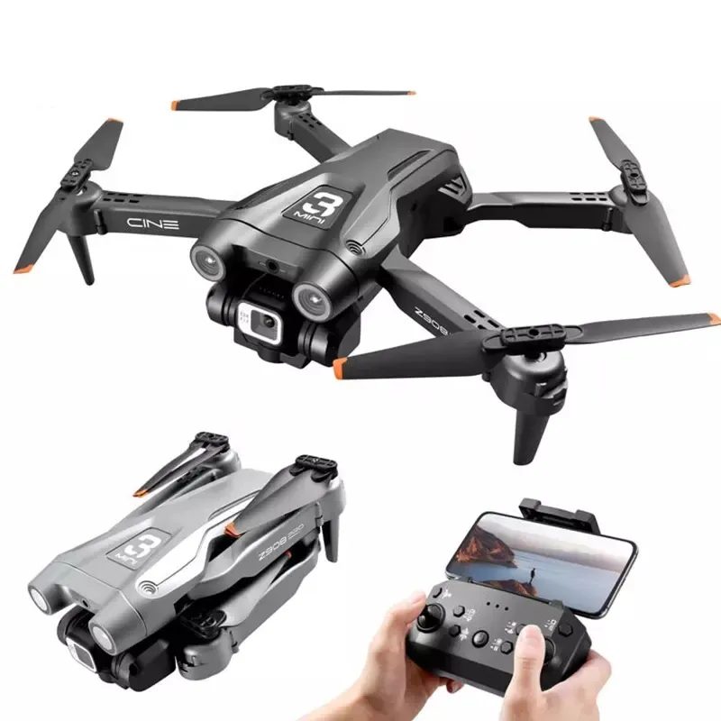 Mini Dron teledirigido Z908 2,4G, WIFI 4K, cámara Dual ESC, flujo óptico, tres caras, evita obstáculos, con cámara