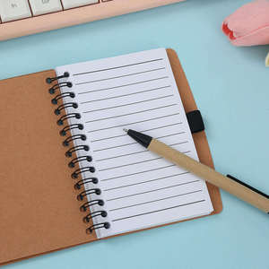 Tl769 notas papel Kraft espiral bobina encuadernado diario cuadernos con pluma y Palo notas adhesivas índice personalizable al por mayor